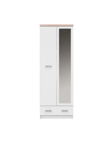 Dulap cu oglindă TYP 37, dormitor, 60x33x183 cm, PAL melaminat alb/stejar Sonoma | MobilaOK