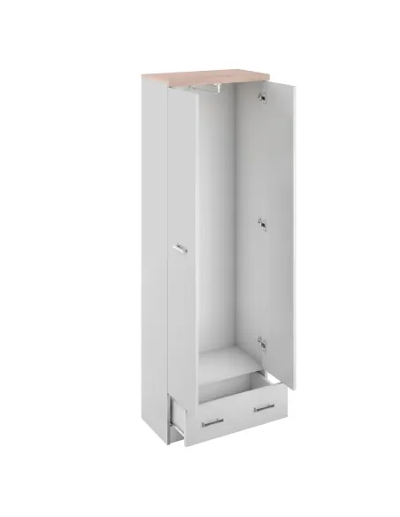 Dulap cu oglindă TYP 37, dormitor, 60x33x183 cm, PAL melaminat alb/stejar Sonoma | MobilaOK