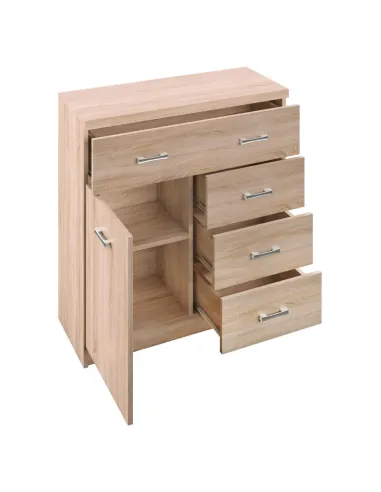 Comodă 1D4S, dormitor/hol/living, 80x33x85 cm, PAL stejar Sonoma | MobilaOK