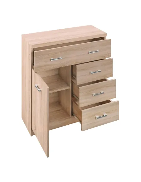 Comodă 1D4S, dormitor/hol/living, 80x33x85 cm, PAL stejar Sonoma | MobilaOK