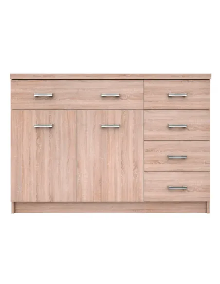 Comodă 2D5S, living/dormitor, 120x33x85 cm, PAL melaminat stejar Sonoma | MobilaOK