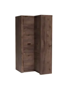 Dulap de colț INFINITY 14 pentru dormitor/living, 90/106x192x58/42 cm, PAL melaminat frasin închis | MobilaOK