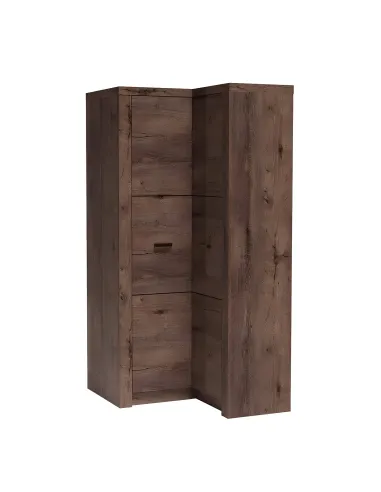 Dulap de colț INFINITY 14 pentru dormitor/living, 90/106x192x58/42 cm, PAL melaminat frasin închis | MobilaOK