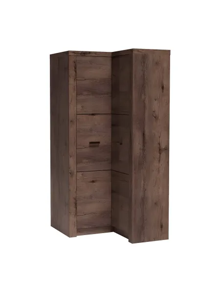 Dulap de colț INFINITY 14 pentru dormitor/living, 90/106x192x58/42 cm, PAL melaminat frasin închis | MobilaOK