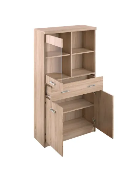 Vitrină TIP 34, living/dormitor, 80x34x145 cm, PAL stejar Sonoma | MobilaOK
