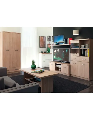 Vitrină TIP 34, living/dormitor, 80x34x145 cm, PAL stejar Sonoma | MobilaOK