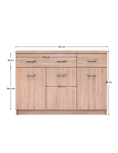 Comodă TOPTY, living/dormitor/birou, 120x33x85 cm, PAL melaminat | MobilaOK