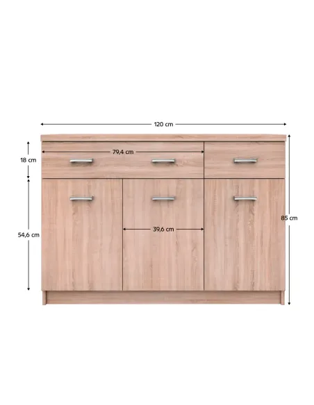 Comodă TOPTY, living/dormitor/birou, 120x33x85 cm, PAL melaminat | MobilaOK