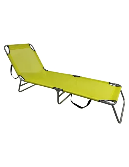 Şezlong de grădină KELEO, verde/gri, 182x58x79 cm, oțel și textil | MobilaOK