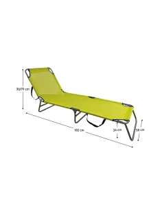 Şezlong de grădină KELEO, verde/gri, 182x58x79 cm, oțel și textil | MobilaOK 2