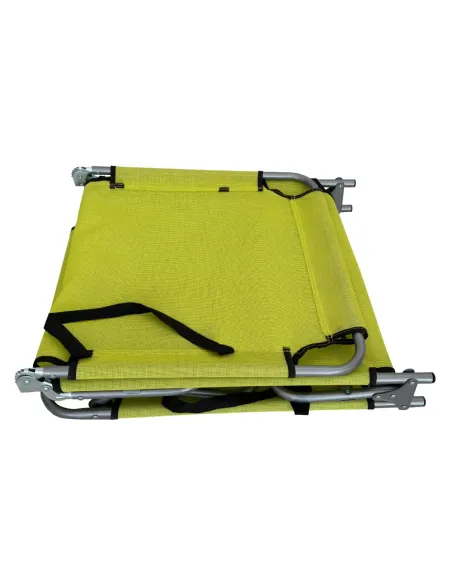Şezlong de grădină KELEO, verde/gri, 182x58x79 cm, oțel și textil | MobilaOK