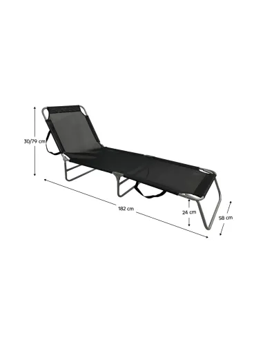 Şezlong KELEO, grădină/terasă, 58x182 cm, Oțel/Textil | MobilaOK