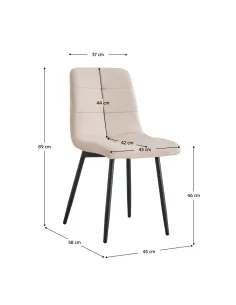 Scaun Dining DAMIA, sufragerie, 45x58x89 cm, Velvet bej / metal | MobilaOK 2