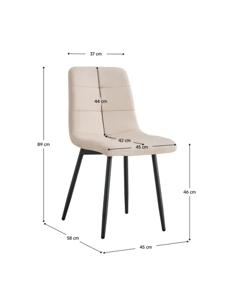 Scaun Dining DAMIA, sufragerie, 45x58x89 cm, Velvet bej / metal | MobilaOK