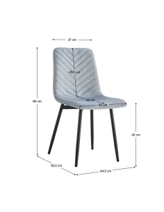 Scaun RAMITA TIP 2 pentru living/birou, 44.5x56.5x86 cm, Velvet gri/negru | MobilaOK 2