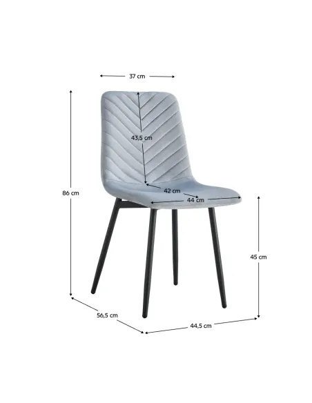 Scaun RAMITA TIP 2 pentru living/birou, 44.5x56.5x86 cm, Velvet gri/negru | MobilaOK