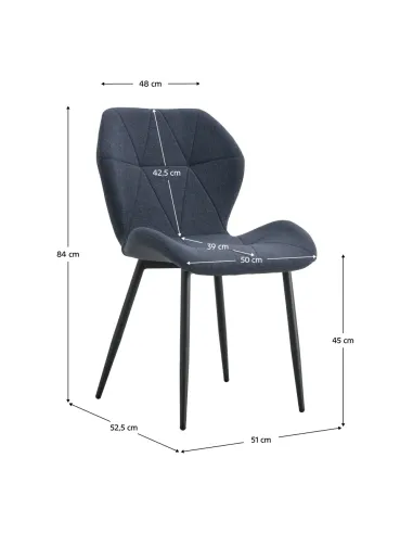 Scaun Dining MAKENA, gri închis/negru, pentru living/dining/birou, 51x52.5x84 cm, Textil/Metal | MobilaOK