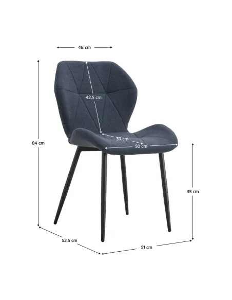 Scaun Dining MAKENA, gri închis/negru, pentru living/dining/birou, 51x52.5x84 cm, Textil/Metal | MobilaOK
