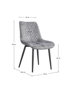Scaun Dining ZAINA, sufragerie/bucătărie, 50x63.5x84 cm, catifea și metal | MobilaOK 2