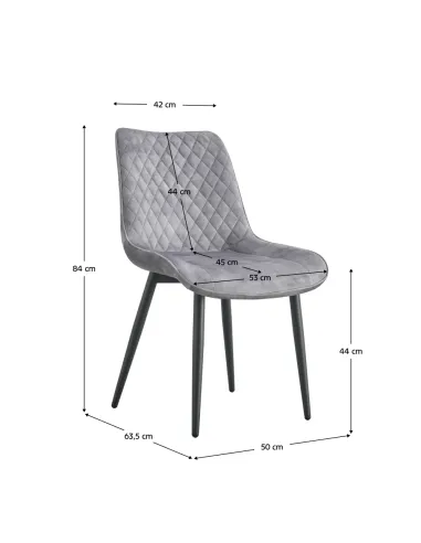 Scaun Dining ZAINA, sufragerie/bucătărie, 50x63.5x84 cm, catifea și metal | MobilaOK