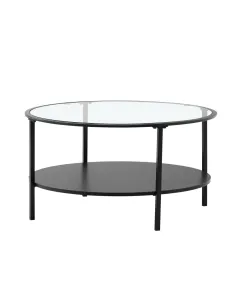 Măsuță de cafea PARLAN living rotundă 80x43 cm sticlă/MDF/metal | MobilaOK