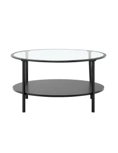 Măsuță de cafea PARLAN living rotundă 80x43 cm sticlă/MDF/metal | MobilaOK 2