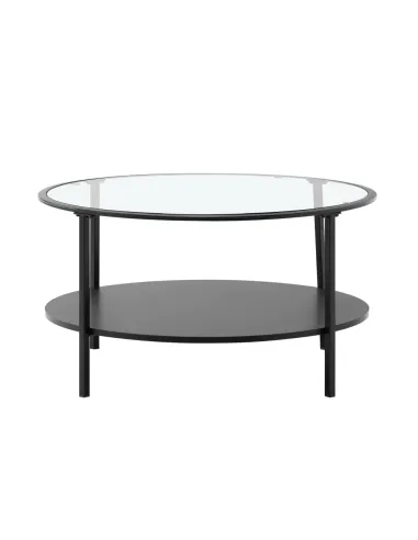 Măsuță de cafea PARLAN living rotundă 80x43 cm sticlă/MDF/metal | MobilaOK