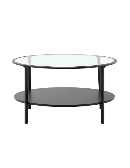 Măsuță de cafea PARLAN living rotundă 80x43 cm sticlă/MDF/metal | MobilaOK