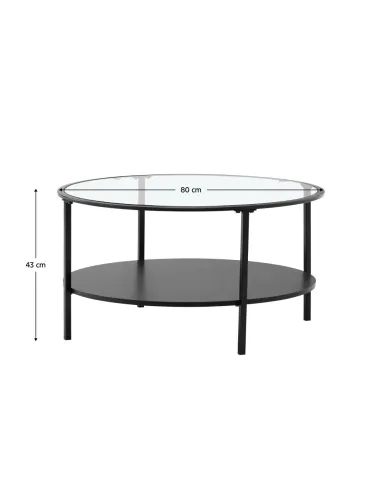 Măsuță de cafea PARLAN living rotundă 80x43 cm sticlă/MDF/metal | MobilaOK