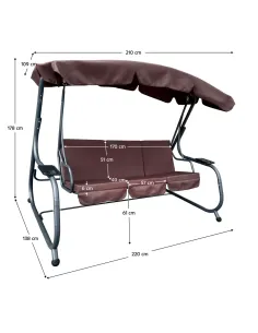 Leagăn de grădină EILANA, exterior, 220 x 138 x 178 cm, metal și textil | MobilaOK 2