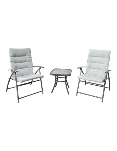 Set Grădină MUSON, terasă/balcon, 45x45x45 cm + scaun 60x63x83 cm, Țesătură/Metal | MobilaOK
