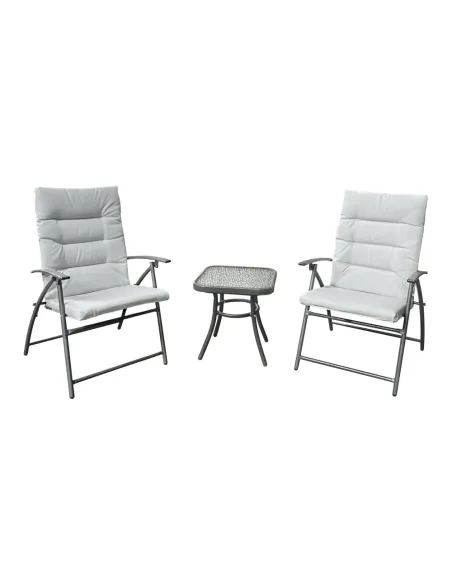 Set Grădină MUSON, terasă/balcon, 45x45x45 cm + scaun 60x63x83 cm, Țesătură/Metal | MobilaOK