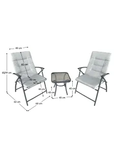 Set Grădină MUSON, terasă/balcon, 45x45x45 cm + scaun 60x63x83 cm, Țesătură/Metal | MobilaOK 2