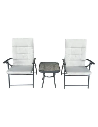 Set Grădină MUSON, terasă/balcon, 45x45x45 cm + scaun 60x63x83 cm, Țesătură/Metal | MobilaOK