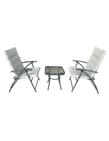 Set Grădină MUSON, terasă/balcon, 45x45x45 cm + scaun 60x63x83 cm, Țesătură/Metal | MobilaOK
