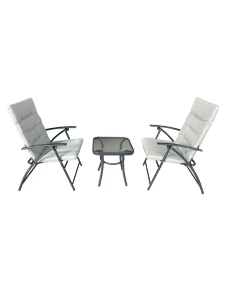 Set Grădină MUSON, terasă/balcon, 45x45x45 cm + scaun 60x63x83 cm, Țesătură/Metal | MobilaOK