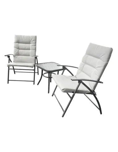 Set Grădină MUSON, terasă/balcon, 45x45x45 cm + scaun 60x63x83 cm, Țesătură/Metal | MobilaOK