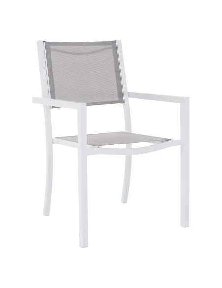 Scaun stivuibil DORIO, grădină/terasă, 56x62x86 cm, oțel și textil artificial | MobilaOK