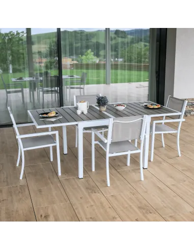 Scaun stivuibil DORIO, grădină/terasă, 56x62x86 cm, oțel și textil artificial | MobilaOK