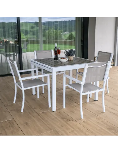 Scaun stivuibil DORIO, grădină/terasă, 56x62x86 cm, oțel și textil artificial | MobilaOK
