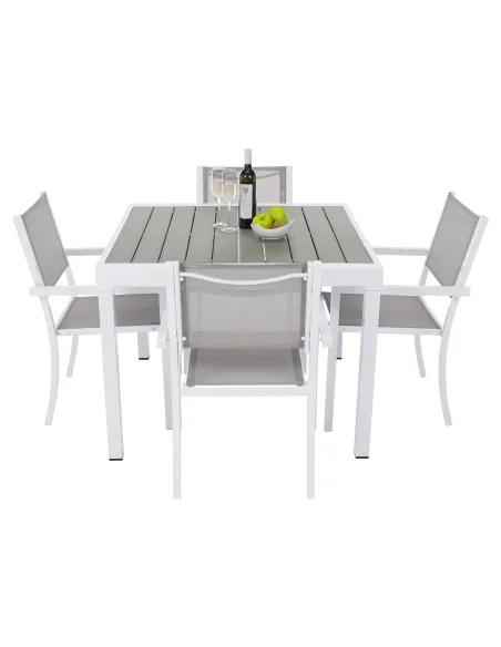 Scaun stivuibil DORIO, grădină/terasă, 56x62x86 cm, oțel și textil artificial | MobilaOK