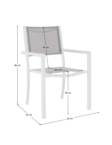 Scaun stivuibil DORIO, grădină/terasă, 56x62x86 cm, oțel și textil artificial | MobilaOK