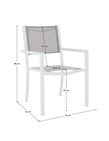 Scaun stivuibil DORIO, grădină/terasă, 56x62x86 cm, oțel și textil artificial | MobilaOK
