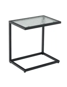 Masă de grădină SELKO, terasă/balcon, 45x30x46 cm, oțel negru/sticlă securizată | MobilaOK