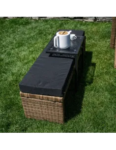 Masă de grădină SELKO, terasă/balcon, 45x30x46 cm, oțel negru/sticlă securizată | MobilaOK 2