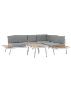 Set de Grădină PELOR, terasă/grădină, 258/182x75x65/79 cm, oțel/Polywood/țesătură | MobilaOK