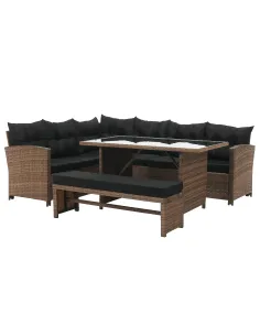 Set de Grădină MADUL, terasă/balcon, 229x174x85 cm, ratan sintetic, metal, sticlă | MobilaOK