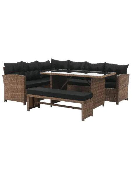 Set de Grădină MADUL, terasă/balcon, 229x174x85 cm, ratan sintetic, metal, sticlă | MobilaOK
