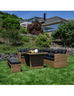 Set de Grădină MADUL, terasă/balcon, 229x174x85 cm, ratan sintetic, metal, sticlă | MobilaOK 2
