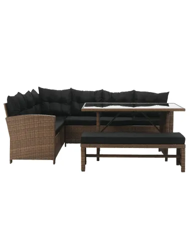 Set de Grădină MADUL, terasă/balcon, 229x174x85 cm, ratan sintetic, metal, sticlă | MobilaOK